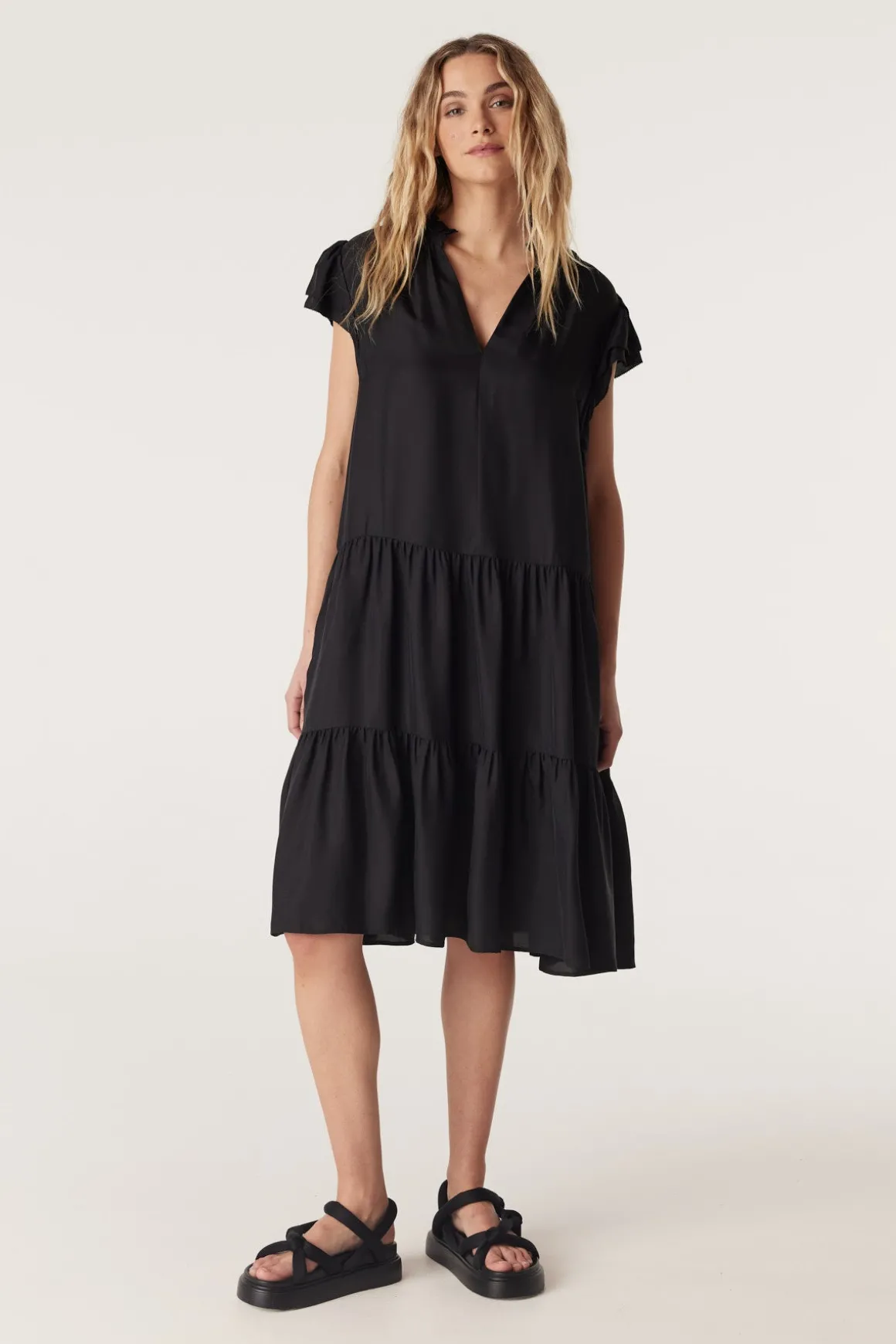 Laura Frill Dress - Black