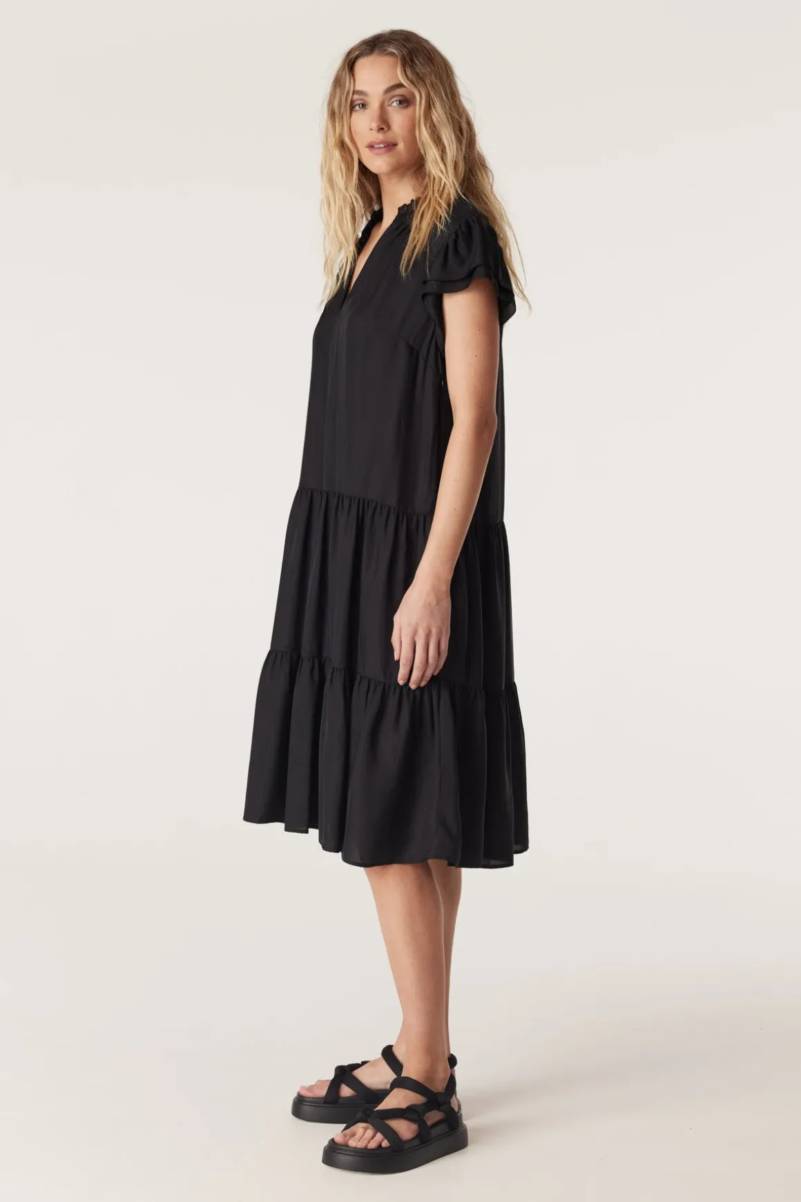 Laura Frill Dress - Black