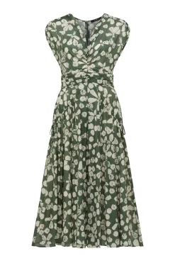 Layla Midi Dress - Khaki Floral