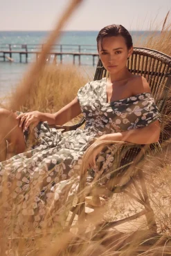 Layla Midi Dress - Khaki Floral