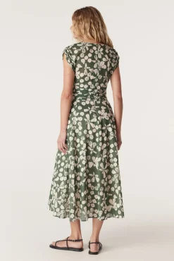 Layla Midi Dress - Khaki Floral