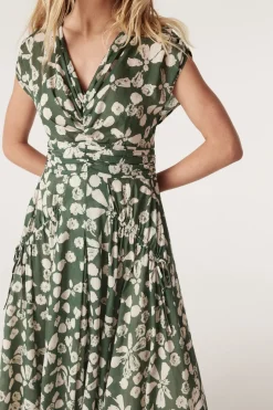 Layla Midi Dress - Khaki Floral