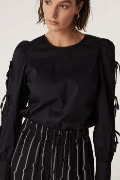 Madeline Bow Blouse - Black