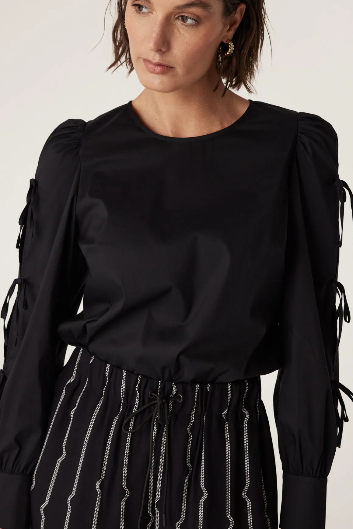 Madeline Bow Blouse - Black