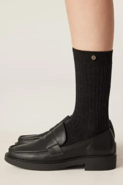 Merino Ribbed Sock - Charcoal