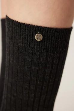 Merino Ribbed Sock - Charcoal