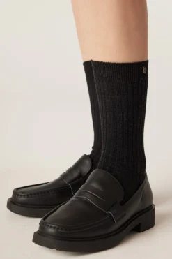 Merino Ribbed Sock - Charcoal