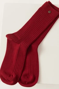 Merino Ribbed Sock - Red