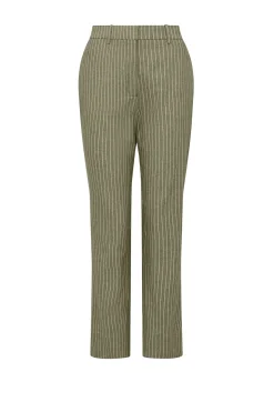 Mosman Pinstripe Pant - Sage Green Pinstripe