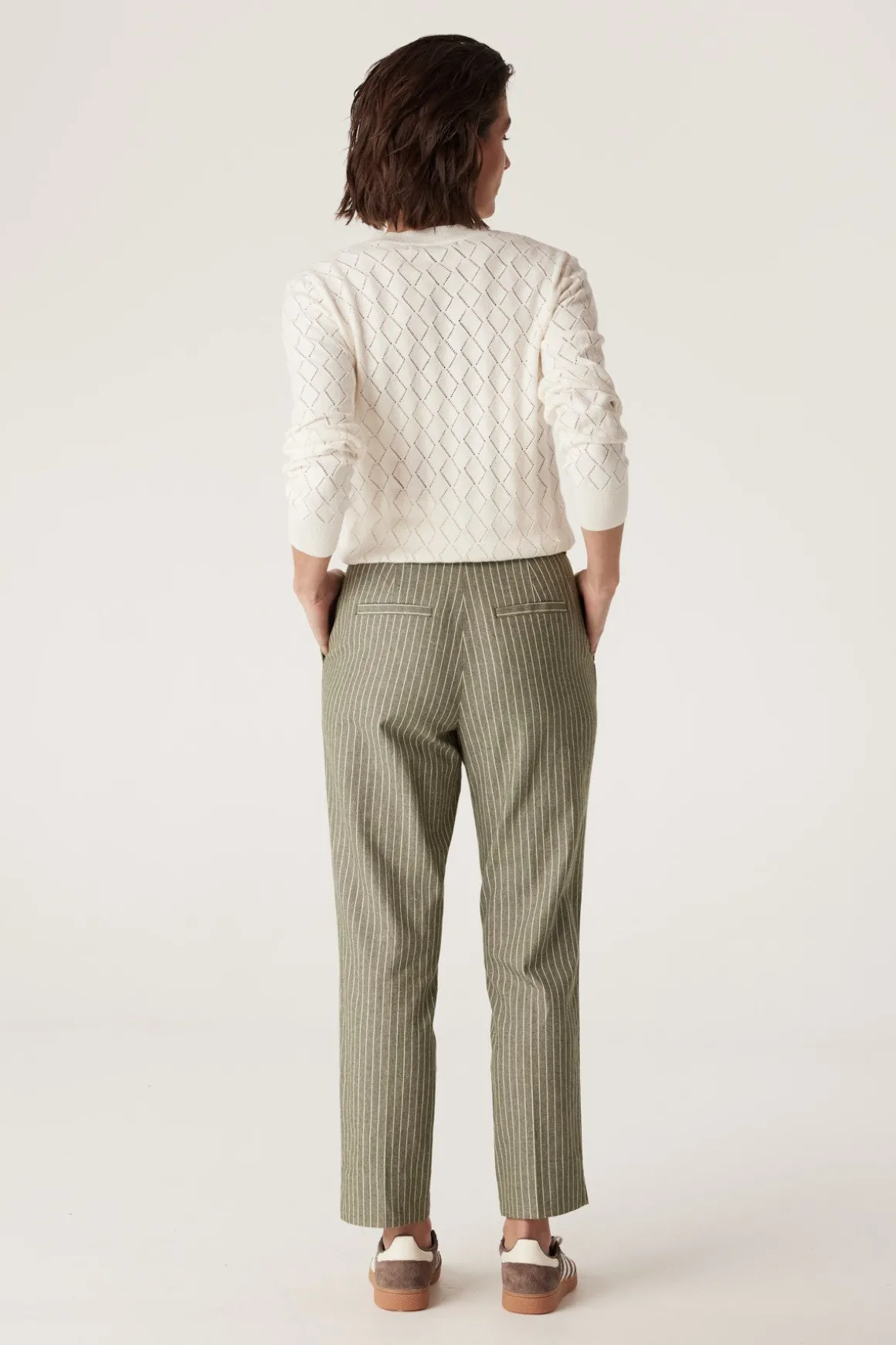 Mosman Pinstripe Pant - Sage Green Pinstripe