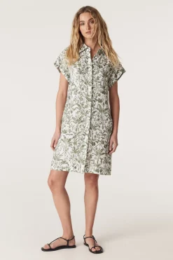 Oasis Linen Dress - Palm Print