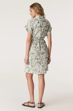Oasis Linen Dress - Palm Print