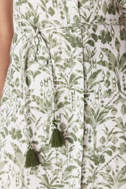Oasis Linen Dress - Palm Print