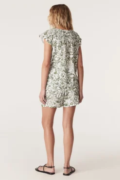 Oasis Linen Short - Palm Print