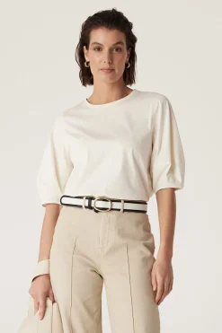 Pima Lantern Sleeve Top - Cream