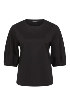 Pima Lantern Sleeve Top - Black
