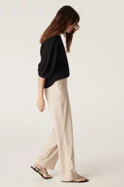 Pima Lantern Sleeve Top - Black