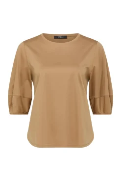 Pima Lantern Sleeve Top - Camel
