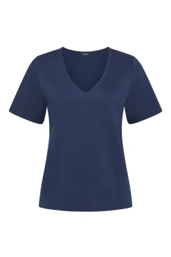 Pima V Neck Tee - Navy