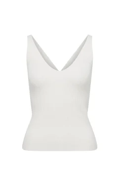 Pure Cashmere Rib Singlet - Milk