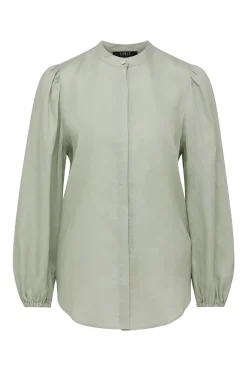 Pure Linen Puff Sleeve Blouse - Sage