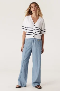 Riviera Cotton Knit Top - Navy Stripe
