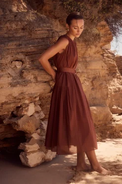 Salma Voile Dress - Rust