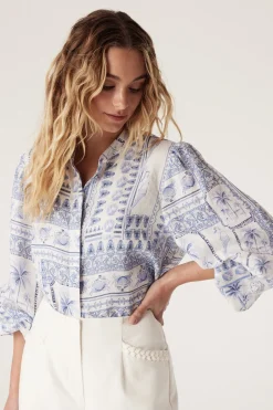 Seychelles Linen Shirt - Mermaid Print