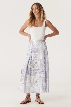 Seychelles Linen Skirt - Mermaid Print