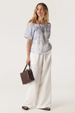 Seychelles Linen Top - Mermaid Print
