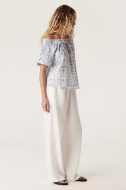 Seychelles Linen Top - Mermaid Print