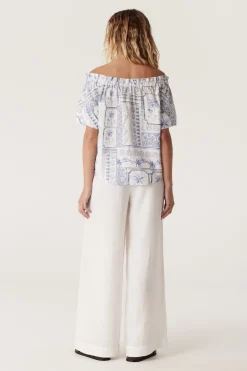 Seychelles Linen Top - Mermaid Print