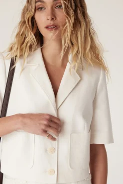 Short Sleeve Blazer - White