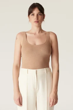 Superfine Merino Singlet  - Camel