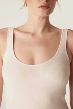 Superfine Merino Singlet  - Ecru