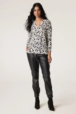 Superfine Print V Jumper - Black Print