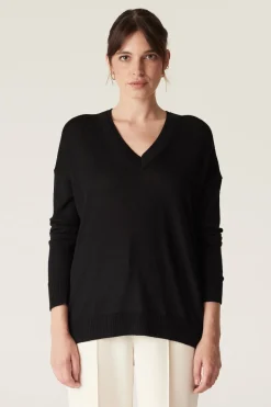 The Saxon Fine Merino Jumper - Black