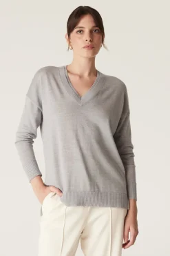 The Saxon Fine Merino Jumper - Grey Marle