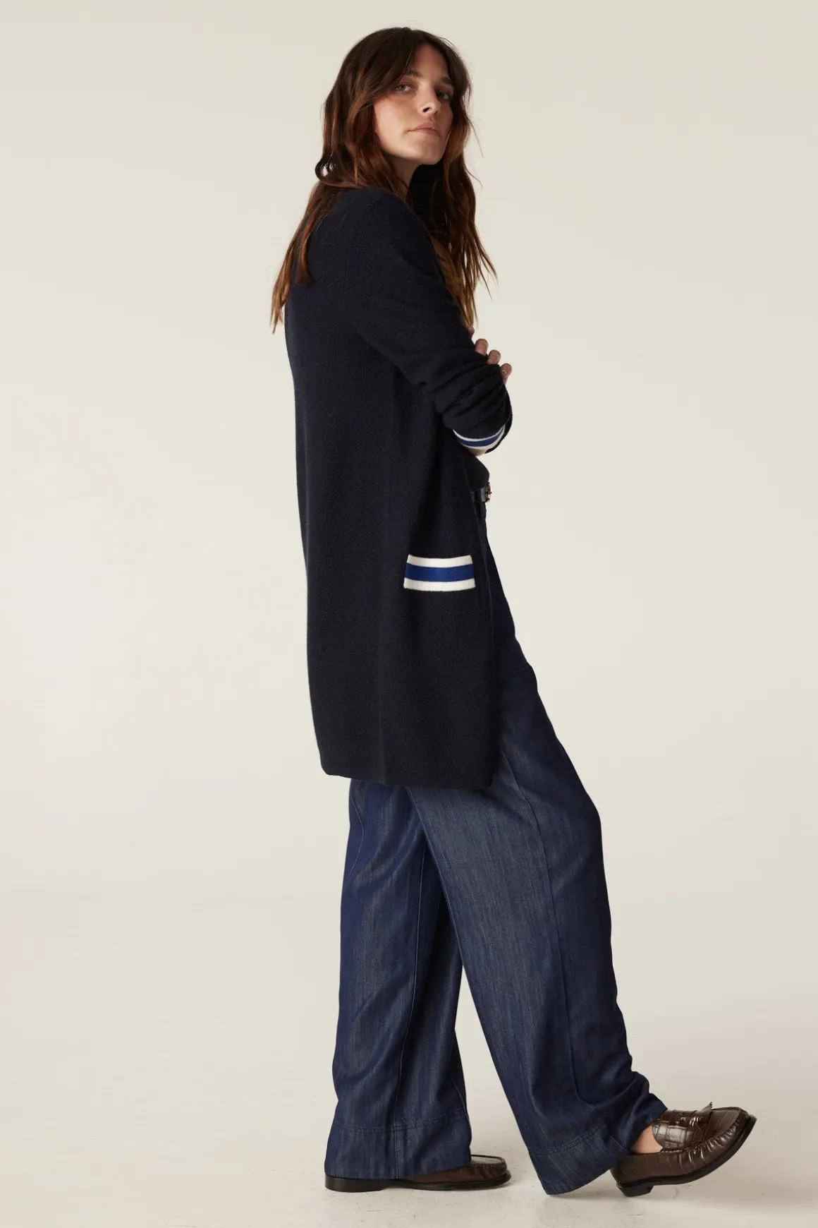 Tribeca Merino Cardigan - Midnight Navy