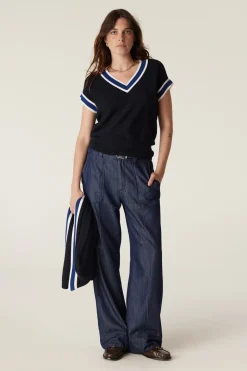 Tribeca Merino Top - Midnight Navy