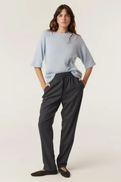 Vincent Wool Pant - Grey Pinstripe