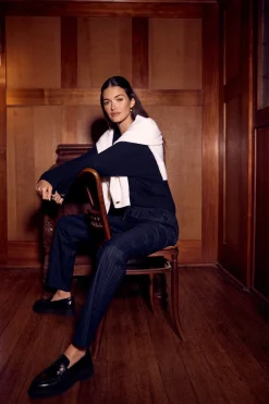 Vincent Wool Pant - Navy Pinstripe