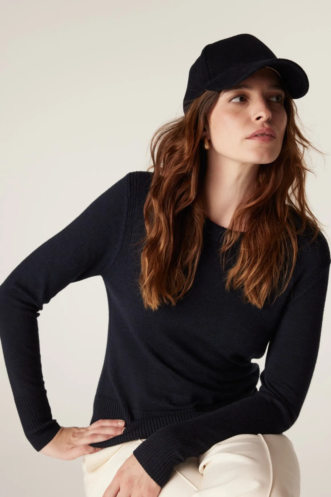 Wool Cashmere Cap - Navy